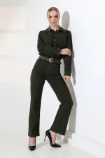 Beli Büzgülü Klasik Kot Tulum  3037-97-(S-L-3)