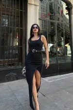 Asimetrik Detaylı Kot Elbise 3019-23-(S-XL)