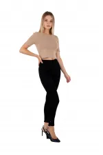 Skinny Jean with Bottom Side Zipper 1745-07-(26-31) Black Skinny Jean with Bottom Side Zipper 1745-07-(26-31) Black