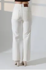 Wide Leg Palazzo Relaxed Jean with Decorative Front Pockets 1710-80-(27-32) Natural