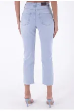 Fringe Ending High Waisted Mom Fit Jean  764-42-(32-36) Ice Blue - Tinted