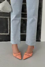 Taşlı Mom Fit Kot Pantolon 7115-08-(26-31)