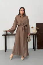 Belted Long Denim Dress 3035-72-(S-XL) Soil Belted Long Denim Dress 3035-72-(S-XL) Soil
