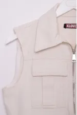 Fermuarlı Mini Kot Yelek 6018-80-(S-L-5) Fermuarlı Mini Kot Yelek 6018-80-(S-L-5)