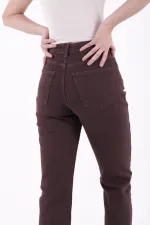 Fringe Ending High Waisted Mom Fit Jean  764-78-(26-33) Brown