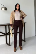 Stripe Detailed Mom Jeans 7111-78-(28-33) Brown