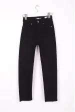 Fringe Ending High Waisted Mom Fit Jean  764-07-(26-28) Black