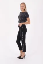 Yanı Drop Detaylı Mom Fit Kot Pantolon  1895-23-(26-31)
