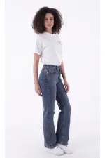 Dikişli Paça Bol Paça Relax Kot Pantolon  7026-02-(28-33)