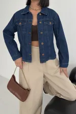 Dikiş Detaylı Kot Gömlek 6153-01-(S-XL)