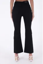 High Waist Mom Fit Jean with Flared Leg and Fringe Ending 1706-07-(26-29-4) Black