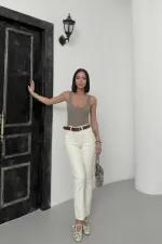 Dikişsiz Paça Mom Fit Kot Pantolon  764-80-(26-33-5)