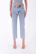 Paçası Taşlı Mom Kot Pantolon 1890-08-(26-31)