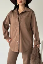 Oversize Denim Jacket with Buttons  6080-72-(S-L-3) Soil