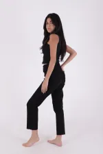 Fringe Ending High Waisted Mom Fit Jean 764-07-(26-29-4) Black