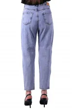 Yanı Fermuarlı Mom Kot Pantolon 717-08-(27-32) Yanı Fermuarlı Mom Kot Pantolon 717-08-(27-32)