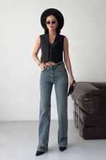 Taşlı Boru Paça Relax Kot Pantolon  7209-28-(27-32)