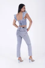 Damla Taşlı Mom Fit Kot Pantolon  7024-08-(26-31)