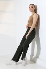 Wide Leg Palazzo Relaxed Jean with Decorative Front Pockets  1710-97-(27-32) Pine Green