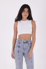 Front Panelled Denim Trousers 7043-08-(28-33)