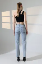 Serpme Taşlı  Relax Kot Pantolon  7193-08-(27-32)