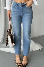 Seamless Mom Jeans 7064-15-(28-33) Light Blue Denim