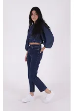 Dikişsiz Paça Mom Fit Kot Pantolon  764-26-(26-28)