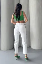 Taşlı Mom Fit Kot Pantolon 7023-50-(26-31)