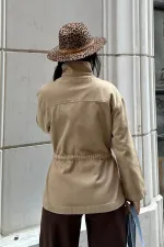 Bel Büzgü Detaylı Kot Ceket 6145-70-(S-L-3) Bel Büzgü Detaylı Kot Ceket 6145-70-(S-L-3)