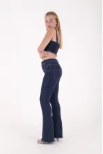 Püsküllü Paçalı Flare Kot Pantolon  1848-26-(S-L-6)