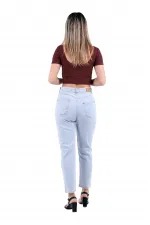 Önü Contalı Mom Fit Kot Pantolon  1720-42-(28-33)