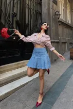 Pileli Mini Etek 1085-25-(36-42-4)