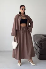 Elasticated Long Skirt HS121-72-(S-L-3) Soil