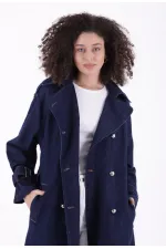 Kemerli Uzun Trençkot 6077-17-(S+L+4) Kemerli Uzun Trençkot 6077-17-(S+L+4)