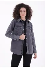 Çıtçıtlı Kot Gömlek  6013-23-(S-XL-6)