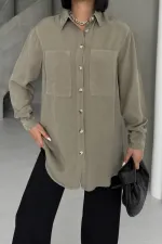Uzun Tunik Keten Gömlek  HS611-74-(S-XL)