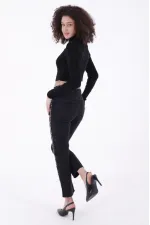 Yanları Droplı Mom Fit Kot Pantolon  7039-23-(28-33)