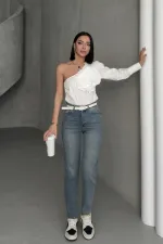 High Waisted Comfort Slim Ankle Length Jean  896-62-(30-36) Middle Blue - Tinted