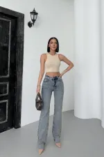 Cropped Leg Straight Fit Jeans 7070-62-(26-31)