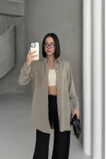 Uzun Tunik Keten Gömlek  HS611-74-(S-XL)