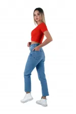 Paçasılı Mom Kot Pantolon 1794-15-(28-33) Paçasılı Mom Kot Pantolon 1794-15-(28-33)
