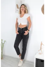 Parçalı Mom Pantolon 778-33-(26-30) Parçalı Mom Pantolon 778-33-(26-30)