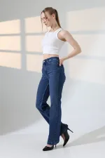 Serpme Taşlı Relax Kot Pantolon  7190-01-(27-32)