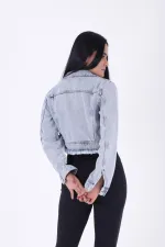 Fermuarlı Püskül Detaylı Kot Ceket 6017-16-(S-XL-6) Fermuarlı Püskül Detaylı Kot Ceket 6017-16-(S-XL-6)