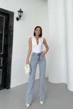 Cropped Leg Straight Fit Jeans 7070-14-(26-31)