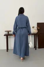 Buttoned Classic Long Denim Dress 3034-98-(S-XL) Buttoned Classic Long Denim Dress 3034-98-(S-XL)