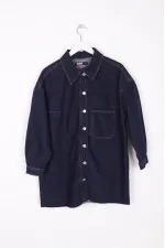 Denim Jacket with Embroidery on the Back 6025-17-(S-XL-6) Slubbed Navy Blue Denim Jacket with Embroidery on the Back 6025-17-(S-XL-6) Slubbed Navy Blue