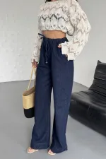 Beli Lastikli Palazzo Pantolon 7076-17-(36-42-4) Beli Lastikli Palazzo Pantolon 7076-17-(36-42-4)