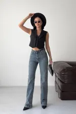 Taşlı Boru Paça Relax Kot Pantolon  7209-28-(27-32)