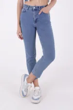 Dikişsiz Paça Mom Fit Kot Pantolon  764-27-(32-36)